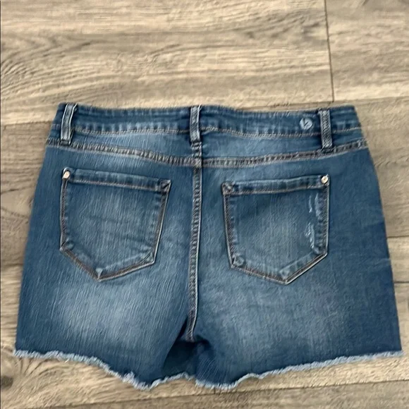 Kensie Blue Distressed Denim Jean Shorts - Picture 2 of 4